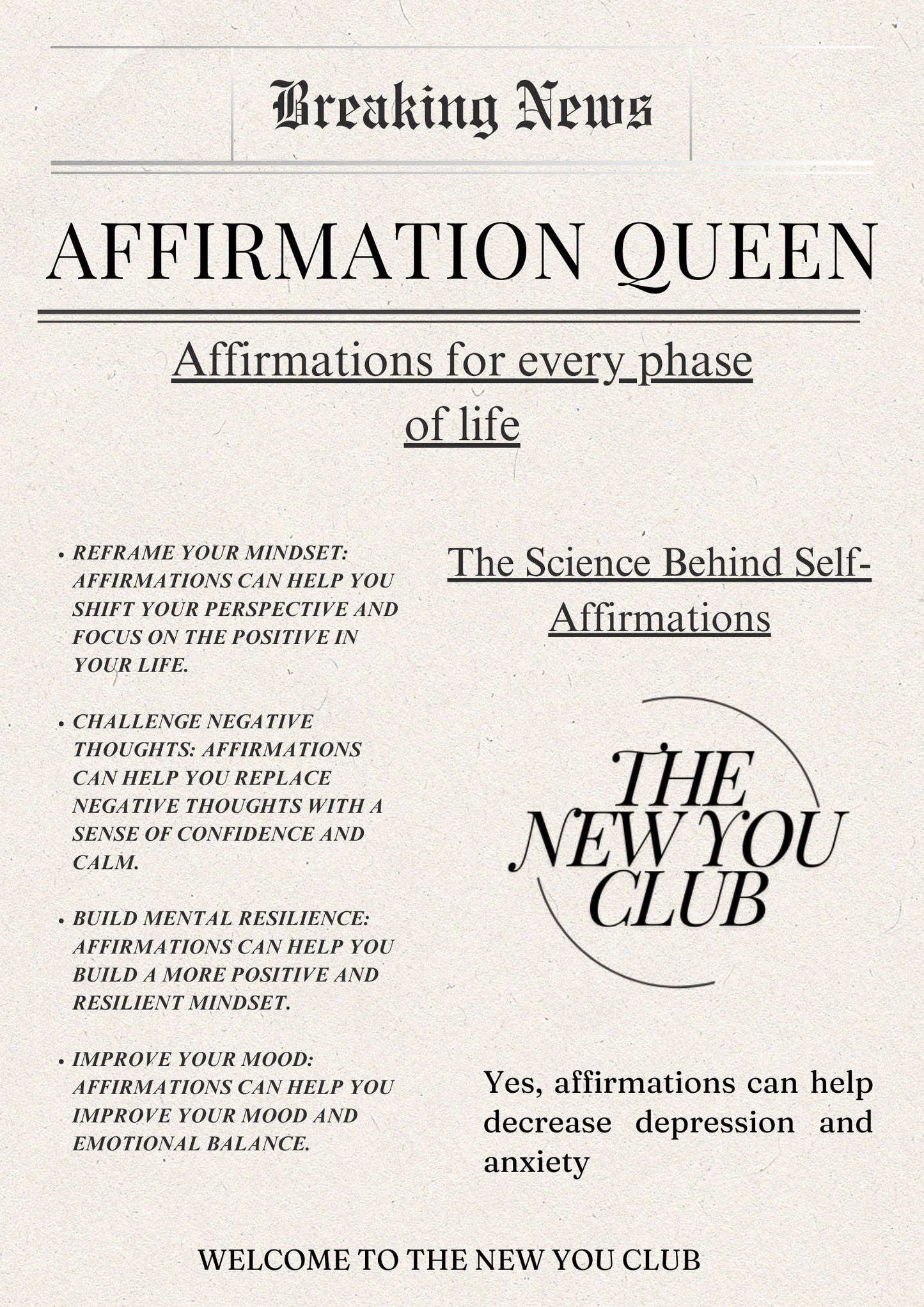 Affirmation Queen PDF workbook 13 pages