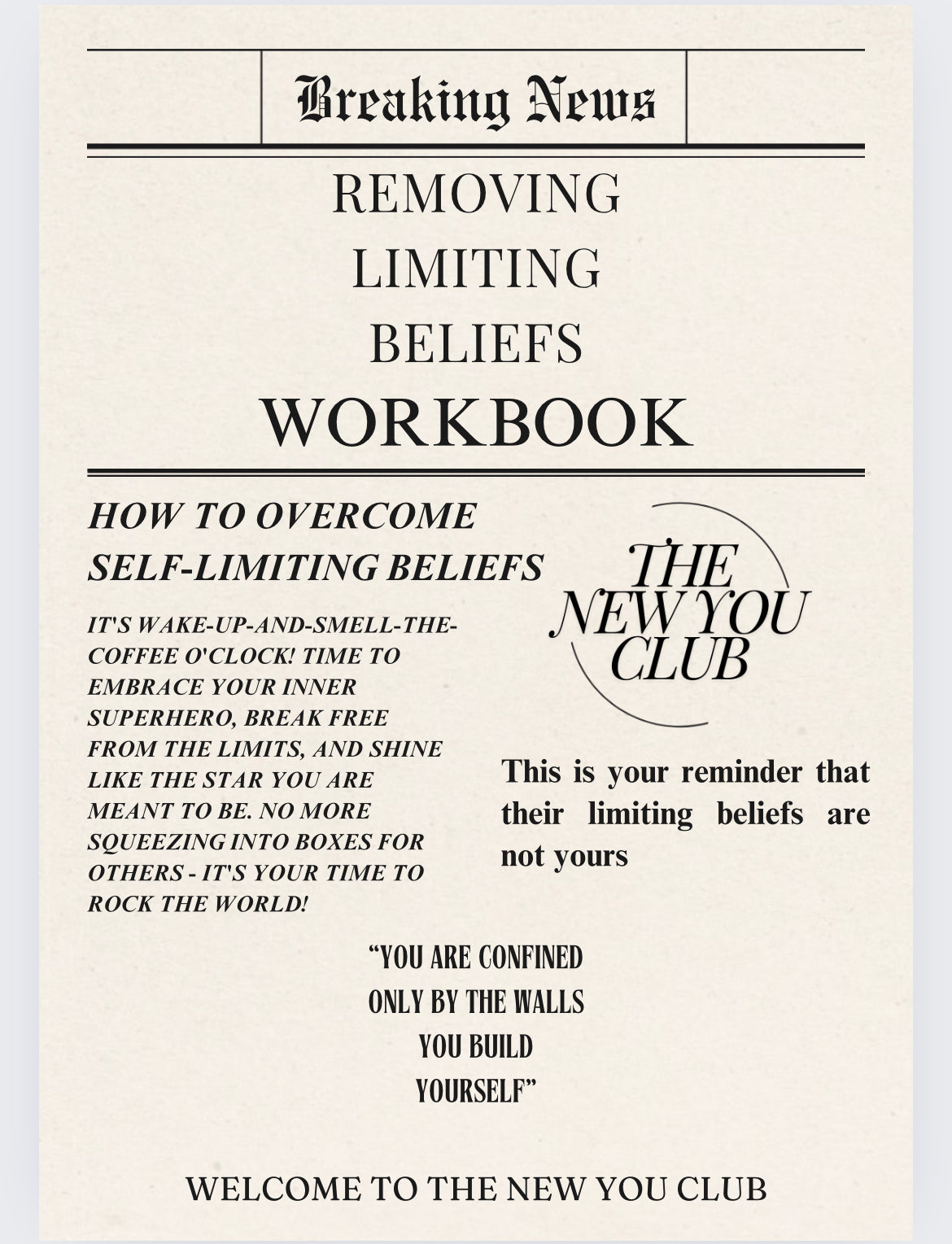 Removing limiting beliefs 14 page workbook